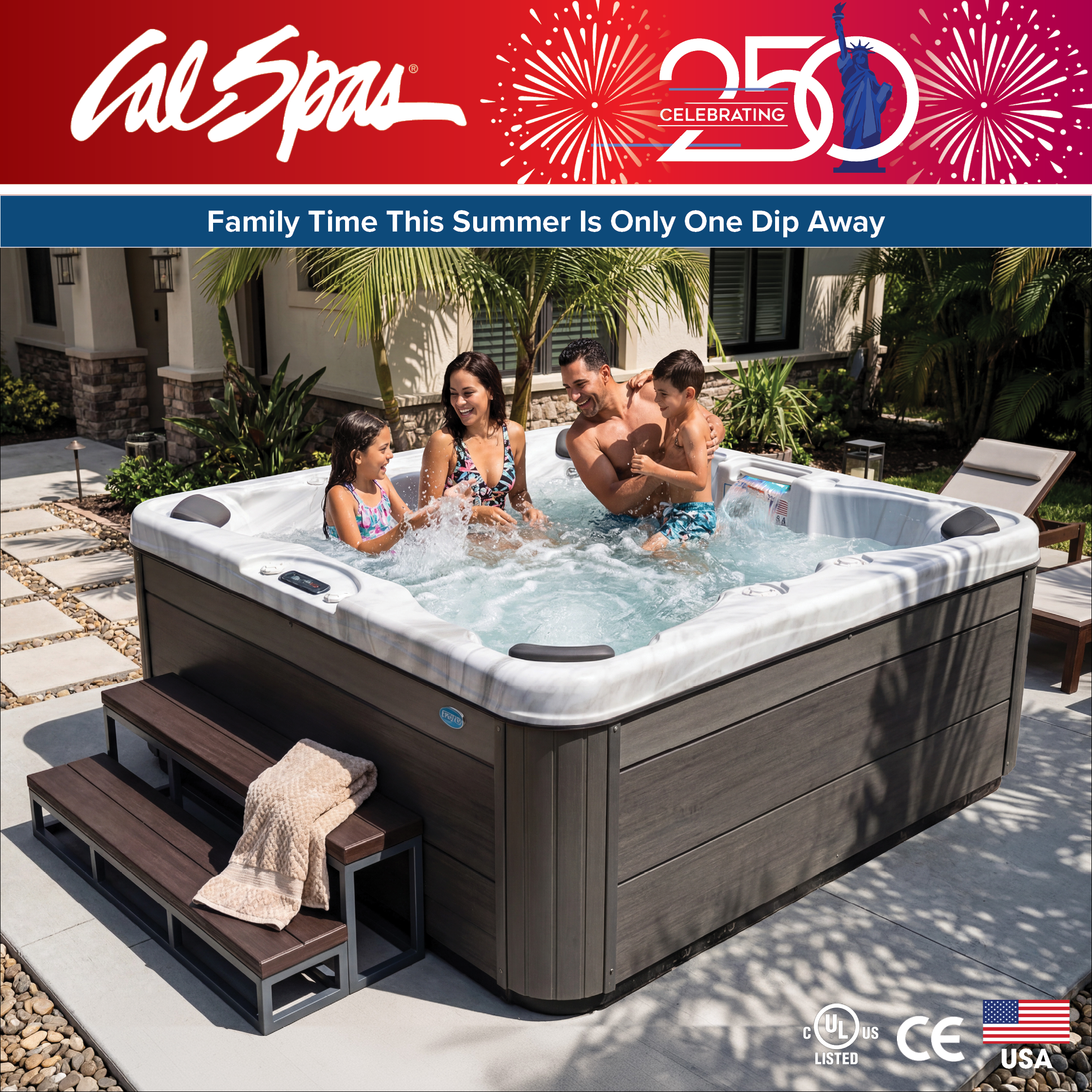 Calspas hot tub being used in a family setting - Peterborough